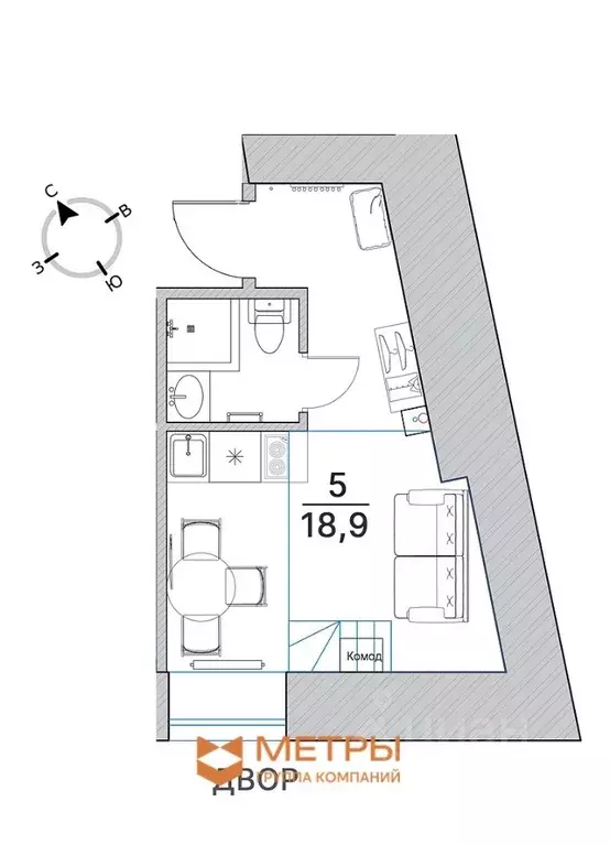 Студия Санкт-Петербург Гороховая ул., 51 (18.9 м) - Фото 0