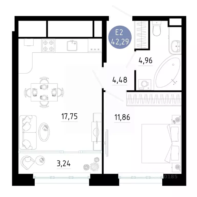 1-к кв. Рязанская область, Рязань ул. Ленинского Комсомола (42.29 м) - Фото 0