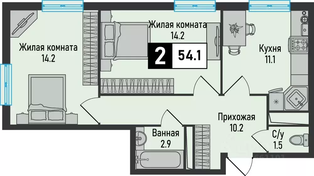 2-к кв. Ставропольский край, Железноводск городской округ, пос. ... - Фото 1