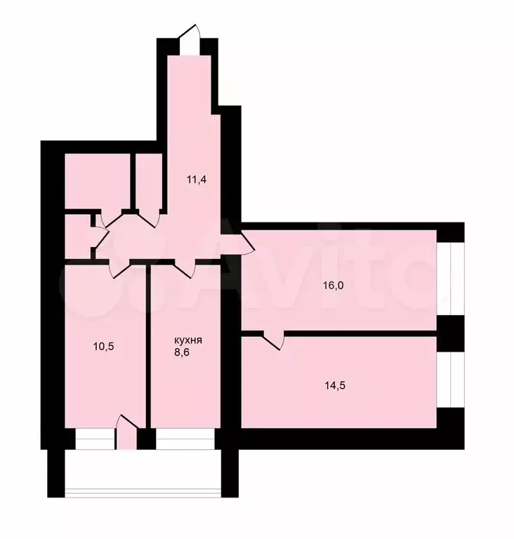 3-к. квартира, 65,5 м, 4/5 эт. - Фото 0