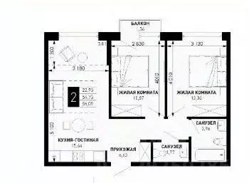 2-к кв. Краснодарский край, Краснодар пос. Березовый, Витаминкомбинат ... - Фото 0