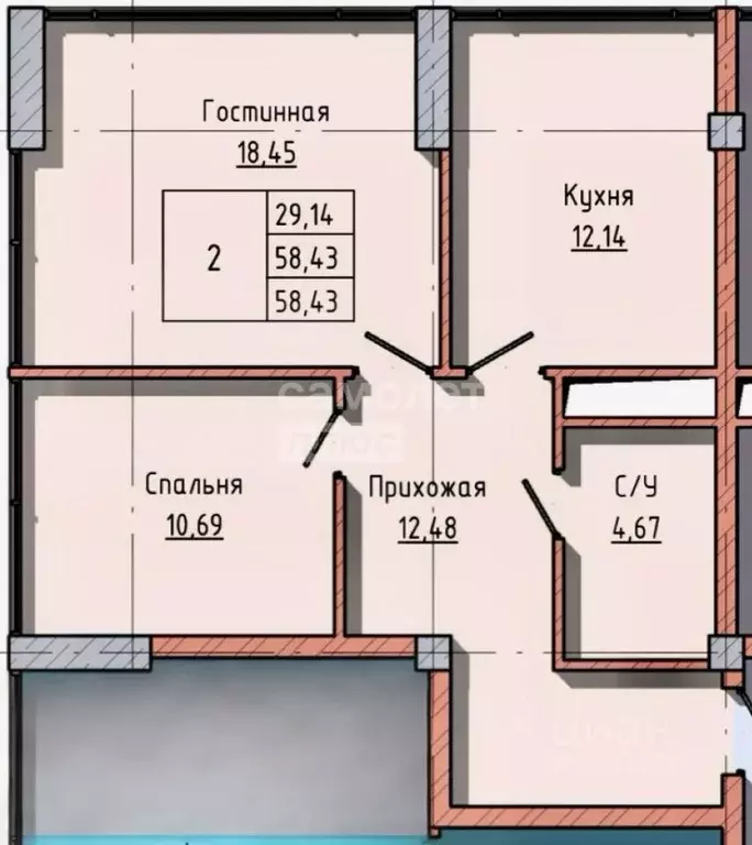 2-к кв. Кабардино-Балкария, Нальчик ул. Атажукина, 151 (58.43 м) - Фото 1