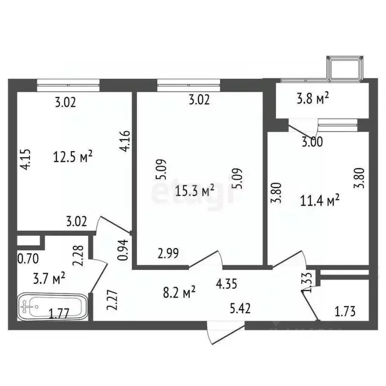 2-к кв. Санкт-Петербург Студенческая ул., 14к2 (53.0 м) - Фото 2