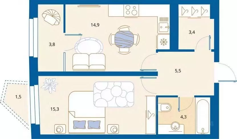 1-к кв. Пензенская область, Пенза Арбеково жилрайон, Дальнее Арбеково ... - Фото 2