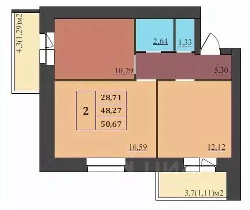 2-к кв. Ярославская область, Ярославль Северный жилрайон, 15-й мкр,  ... - Фото 1