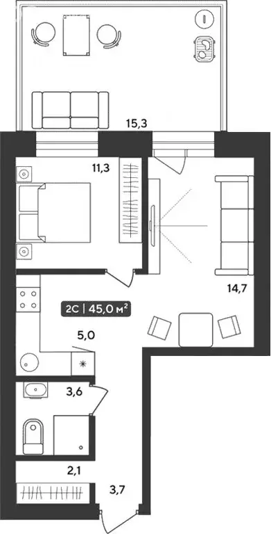 2-комнатная квартира: Октябрьский, жилой комплекс Альпийский квартал, ... - Фото 1