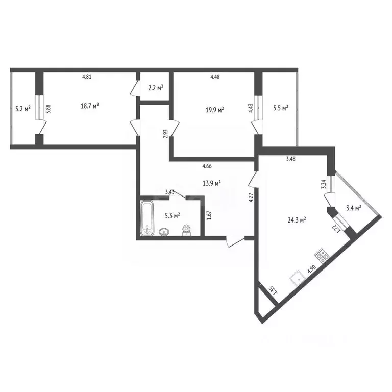 2-к кв. Тюменская область, Тюмень ул. Евгения Богдановича, 16 (95.0 м) - Фото 1