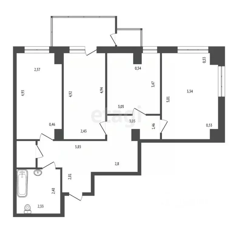 3-к кв. Красноярский край, Красноярск ул. Авиаторов, 47 (73.2 м) - Фото 2