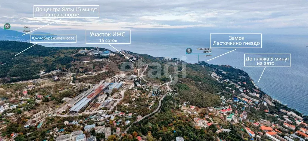 Участок в Крым, Ялта муниципальный округ, Гаспра пгт ш. ... - Фото 1