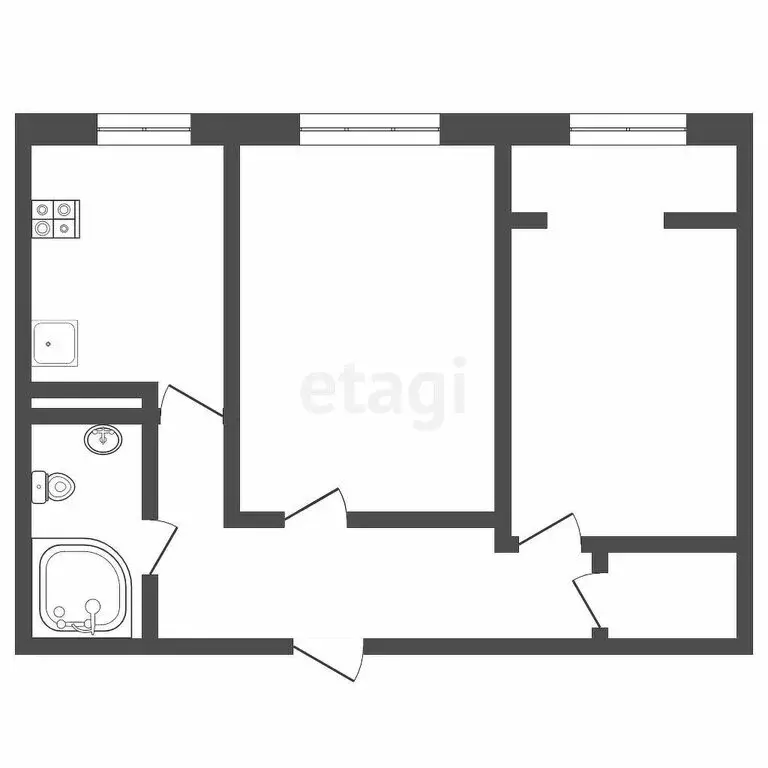 2-комнатная квартира: Набережные Челны, улица Шамиля Усманова, 60 (53 ... - Фото 0
