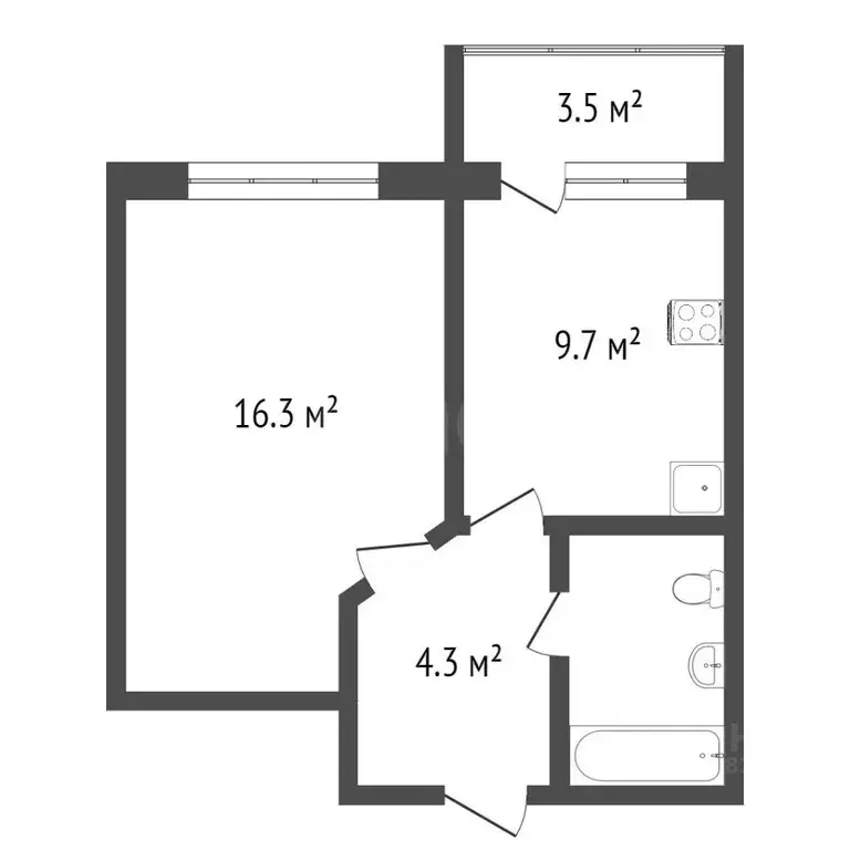 1-к кв. Крым, Симферополь ул. Залесская, 23Ак1 (38.0 м) - Фото 2
