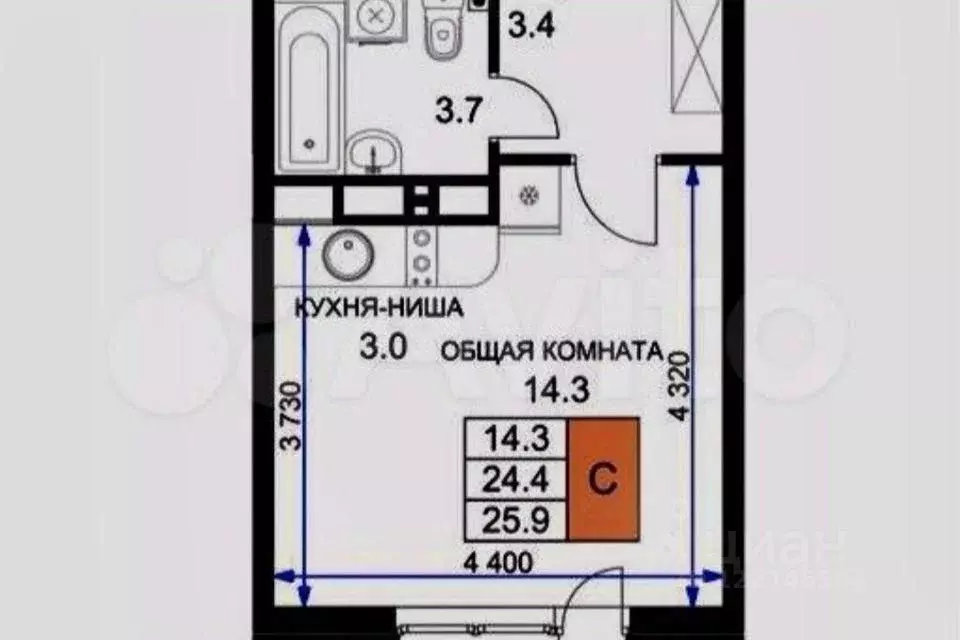 Студия Краснодарский край, Краснодар ул. Имени Героя Ростовского, 8к3 ... - Фото 1