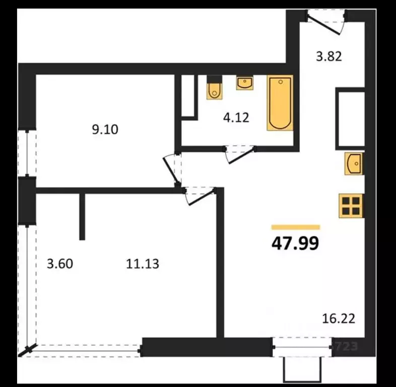 2-к кв. Пензенская область, Пенза ул. Щербакова, 73 (47.99 м) - Фото 0