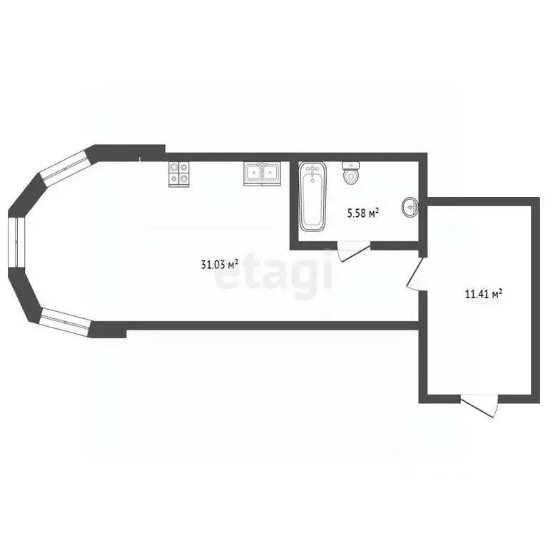 Студия Самарская область, Самара Владимирская ул., 33 (47.6 м) - Фото 2