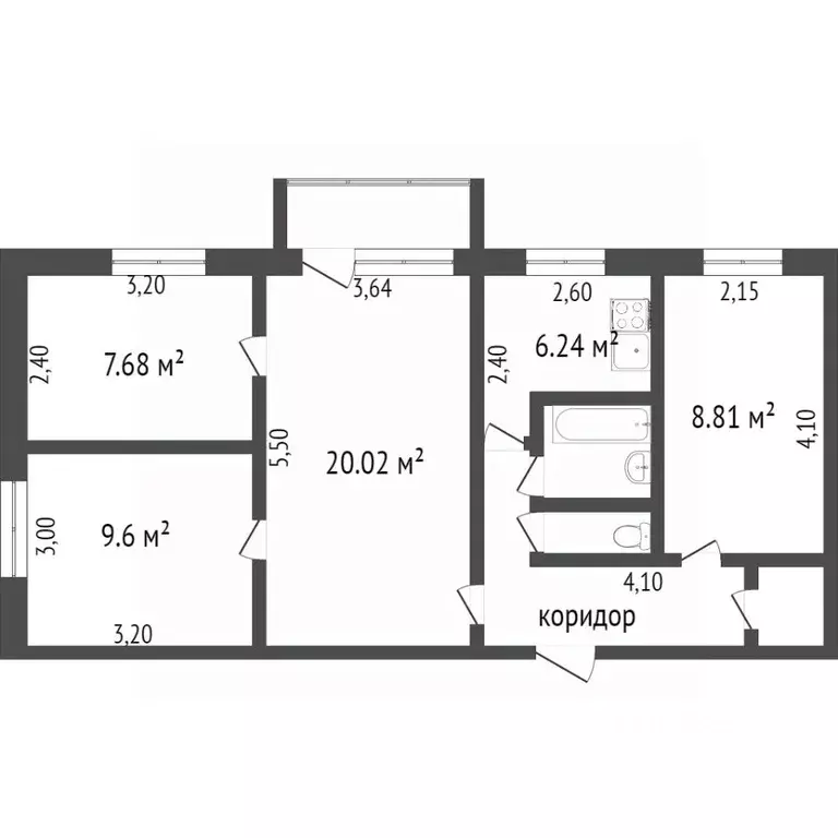 3-к кв. Бурятия, Улан-Удэ ул. Жуковского, 23 (62.8 м) - Фото 1