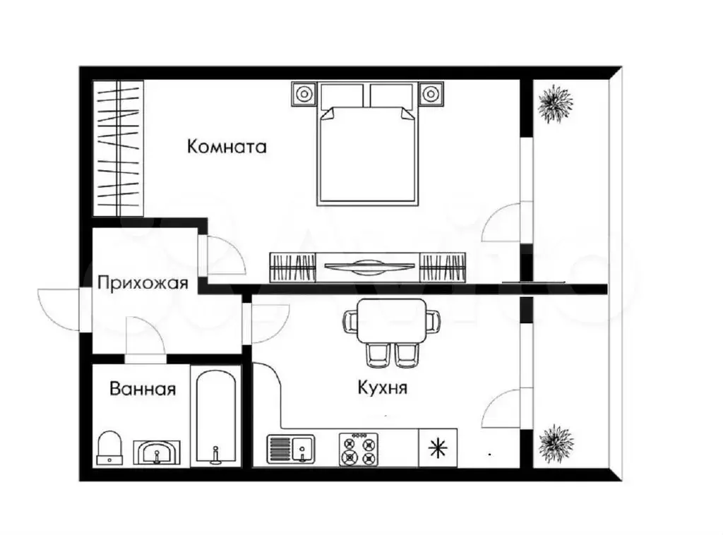 1-к. квартира, 46 м, 6/6 эт. - Фото 0