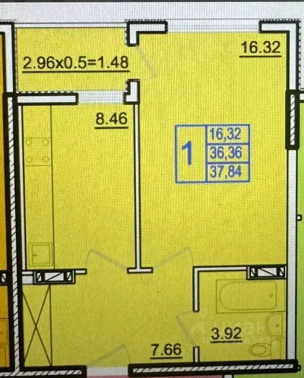 1-к кв. Севастополь ул. Горпищенко, 145к1 (38.0 м) - Фото 1
