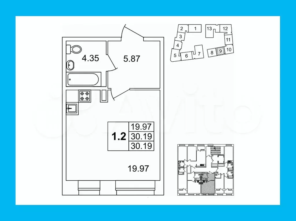 Квартира-студия, 30,2 м, 3/4 эт. - Фото 0