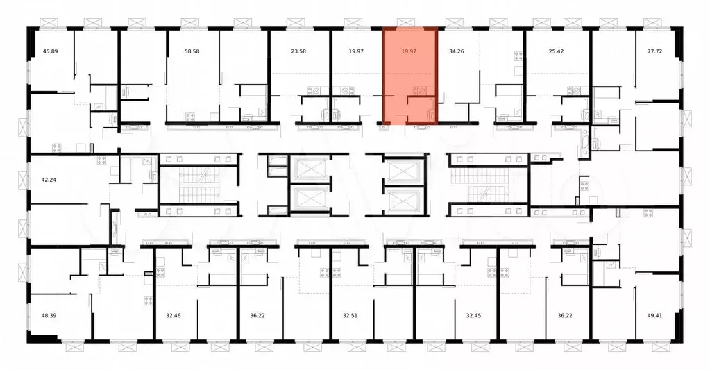 Квартира-студия, 19,7 м, 13/26 эт. - Фото 1