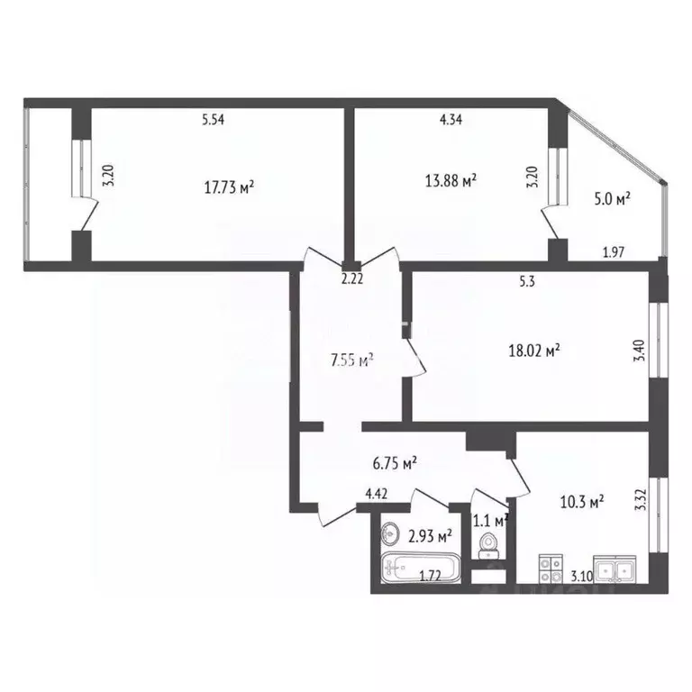 3-к кв. Москва просп. Защитников Москвы, 12 (79.0 м) - Фото 2