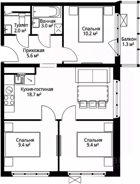 3-к кв. Московская область, Ленинский городской округ, д. Сапроново, ... - Фото 1