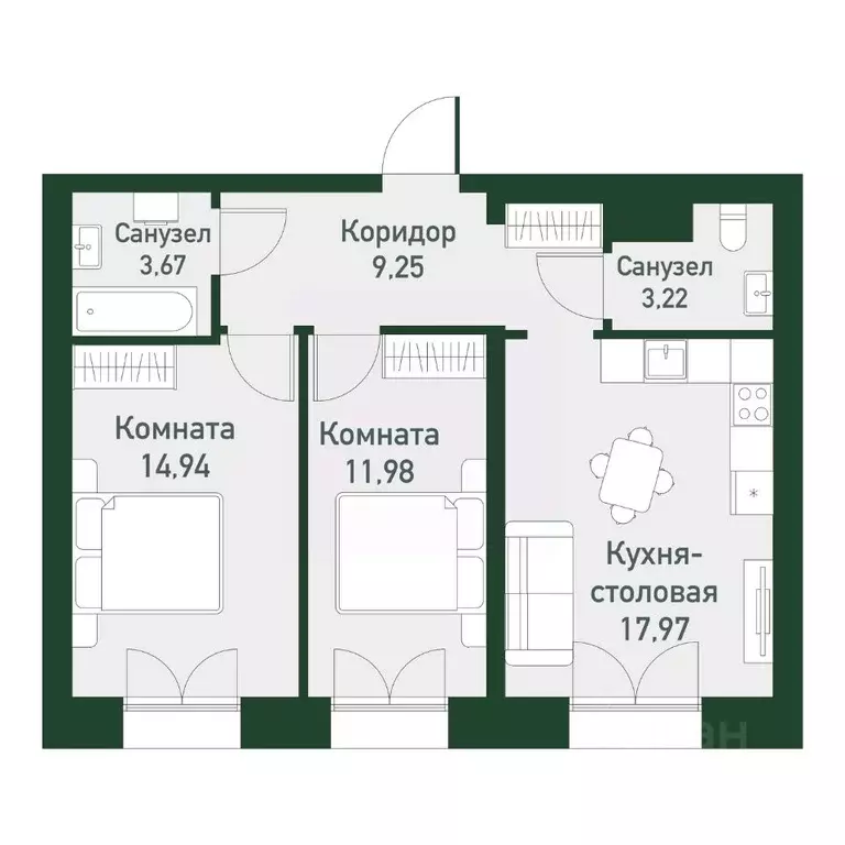 2-к кв. Свердловская область, Екатеринбург Твоя Привилегия жилой ... - Фото 0