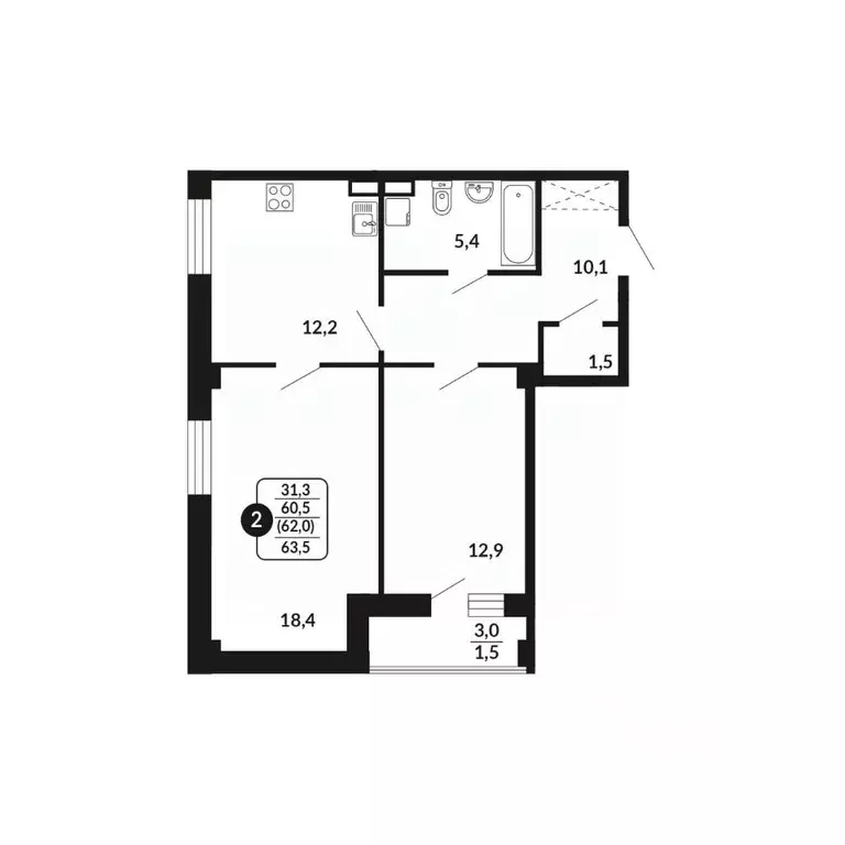 2-к кв. Кировская область, Киров ул. Воровского, 97 (62.0 м) - Фото 1