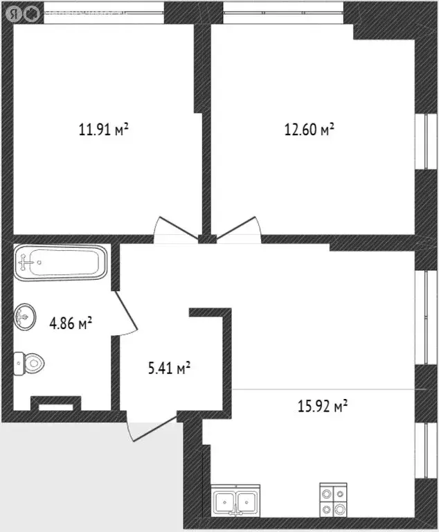 2-комнатная квартира: Тюмень, улица Владислава Крапивина, 9 (50.8 м) - Фото 1