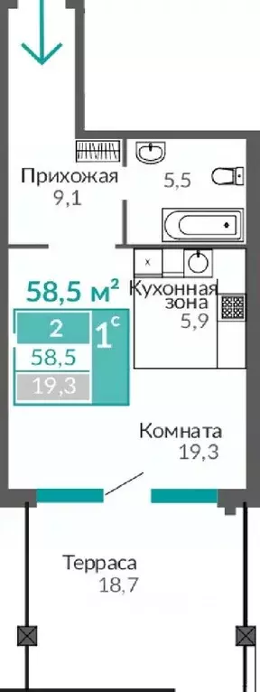 1-к кв. Крым, Евпатория Золотые Пески жилой комплекс (58.5 м) - Фото 0