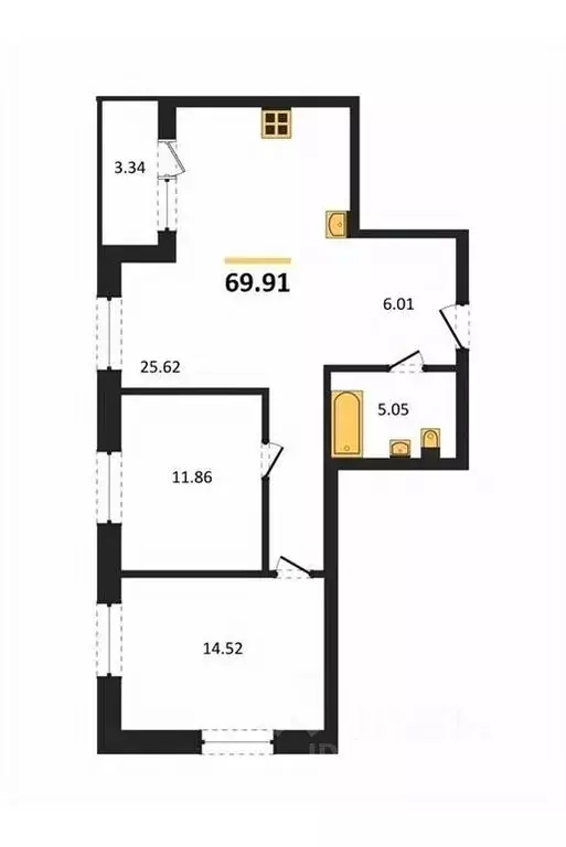 2-к кв. Воронежская область, Воронеж ул. Матросова, 60 (69.91 м) - Фото 1