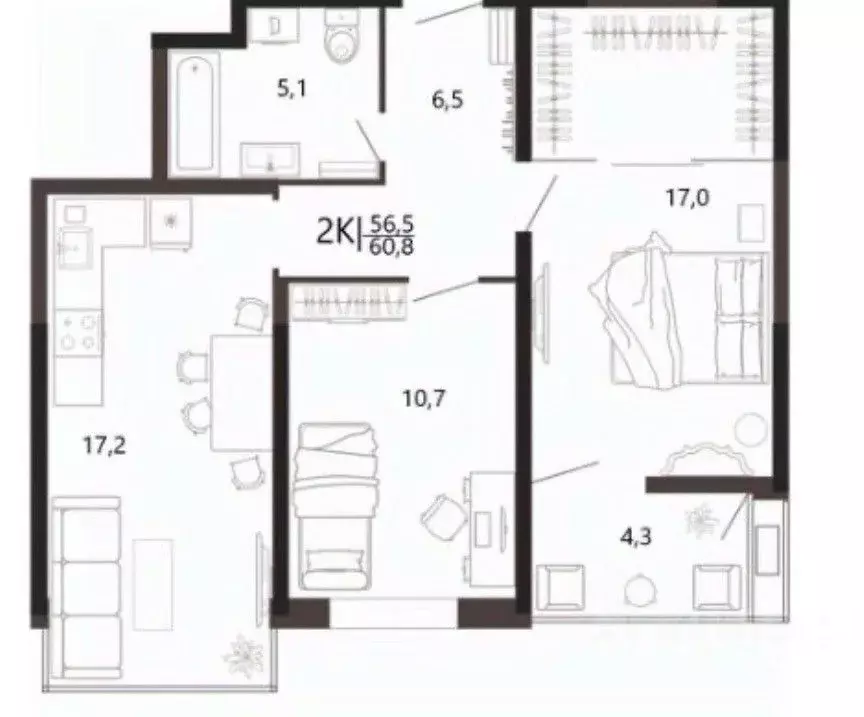 2-к кв. Краснодарский край, Анапа Парковая ул., 79к1 (62.0 м) - Фото 1