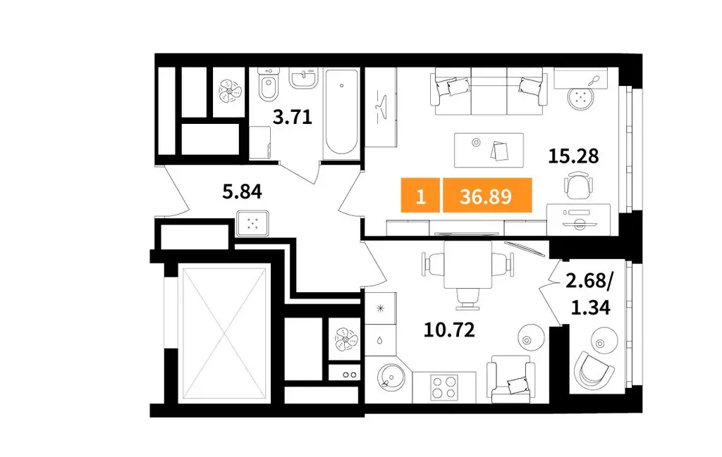 1-комнатная квартира: Химки, жилой комплекс Планерный квартал (36.89 ... - Фото 1