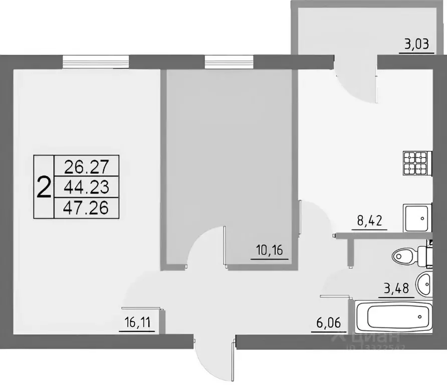 2-к кв. смоленская область, смоленск ш. киевское, 53 (49.0 м) - Фото 1