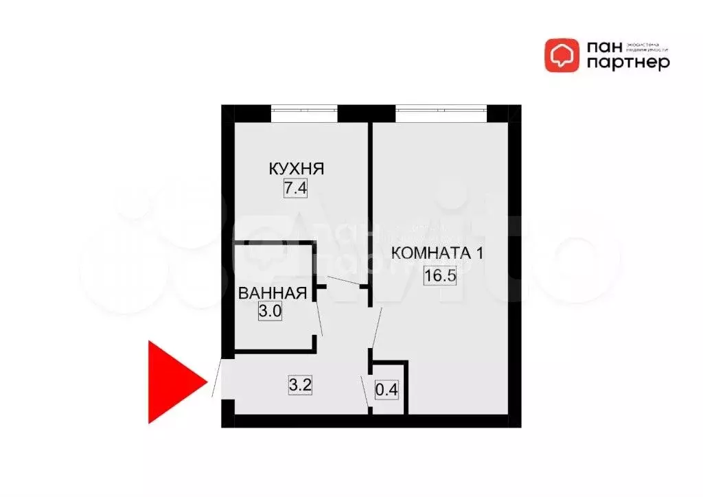 1-к. квартира, 30,5 м, 1/5 эт. - Фото 0