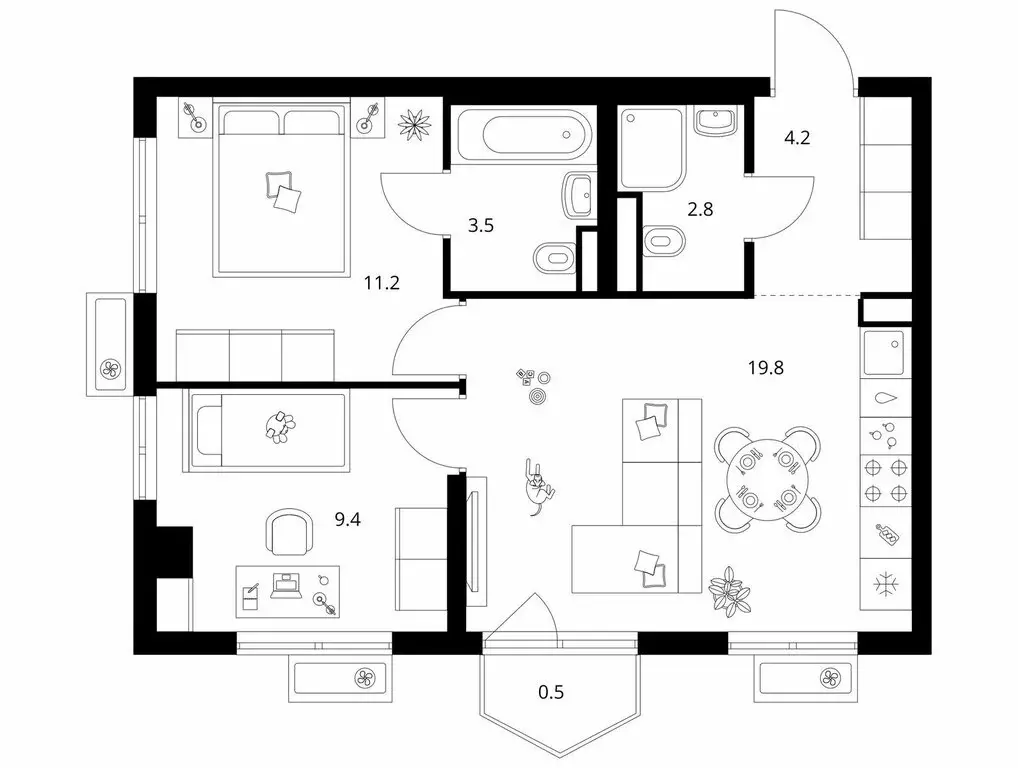 2-комнатная квартира: Мытищи, 16-й микрорайон (51.4 м) - Фото 1