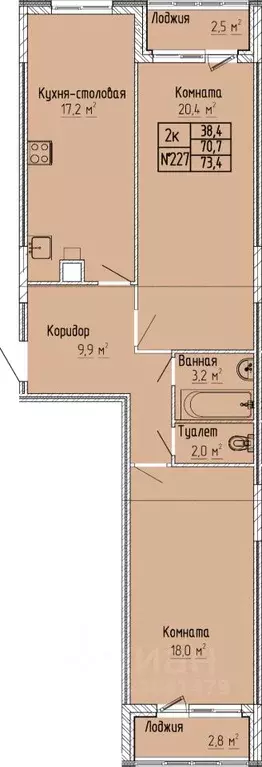 2-к кв. Тверская область, Тверь Атлант жилой комплекс (73.4 м) - Фото 0