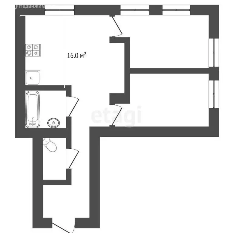2-комнатная квартира: Ромашково, Железнодорожная улица, 34 (60 м) - Фото 0