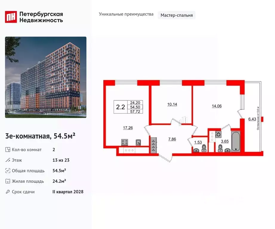 2-к кв. Ленинградская область, Всеволожский район, Свердловское ... - Фото 1