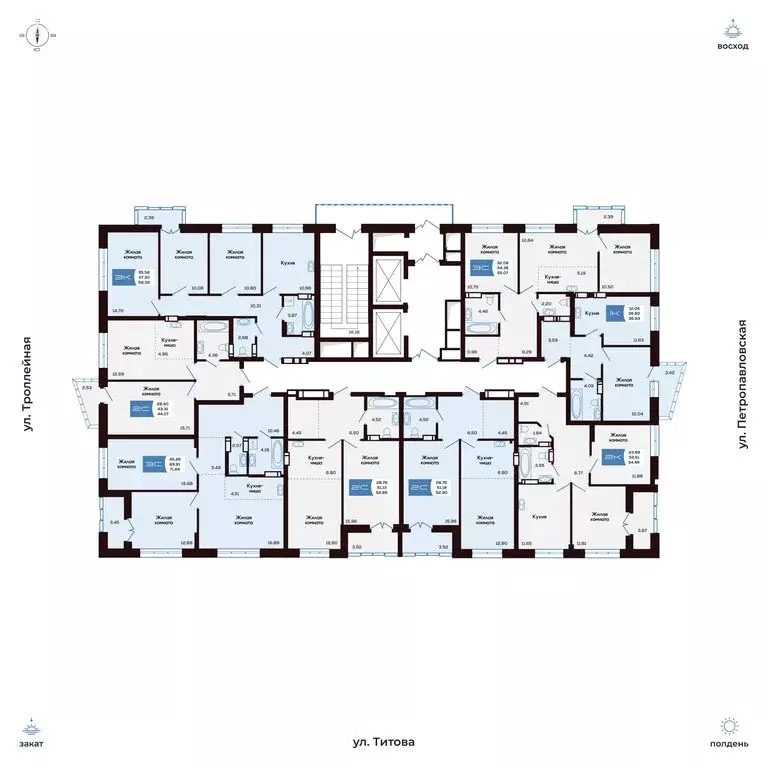 3-комнатная квартира: Новосибирск, улица Титова, 48 (68.03 м) - Фото 2