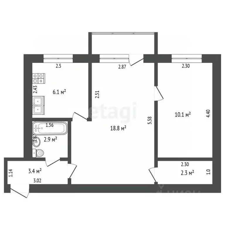 2-к кв. Пермский край, Чернушка Коммунистическая ул., 19 (44.3 м) - Фото 0