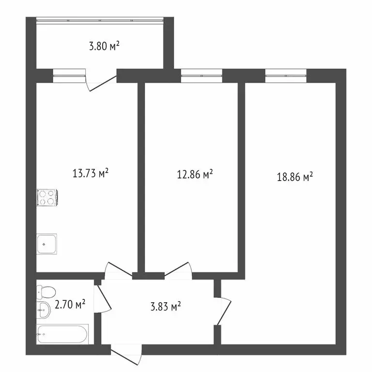 2-комнатная квартира: Вологда, улица Космонавта Беляева, 32к3 (55 м) - Фото 1