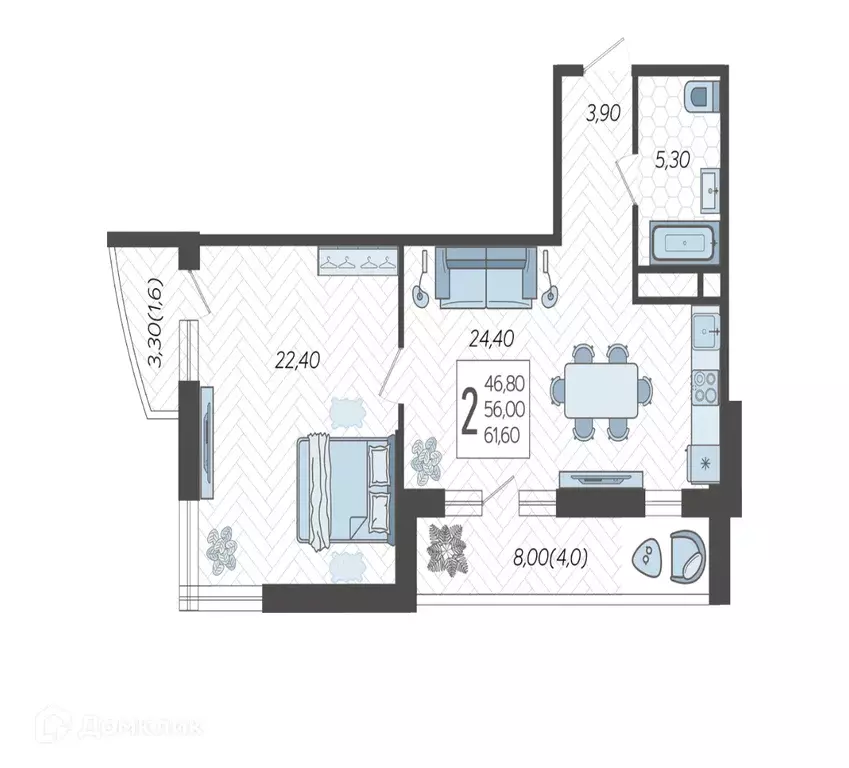 Продаётся 2-к квартира, 62 м - Фото 0