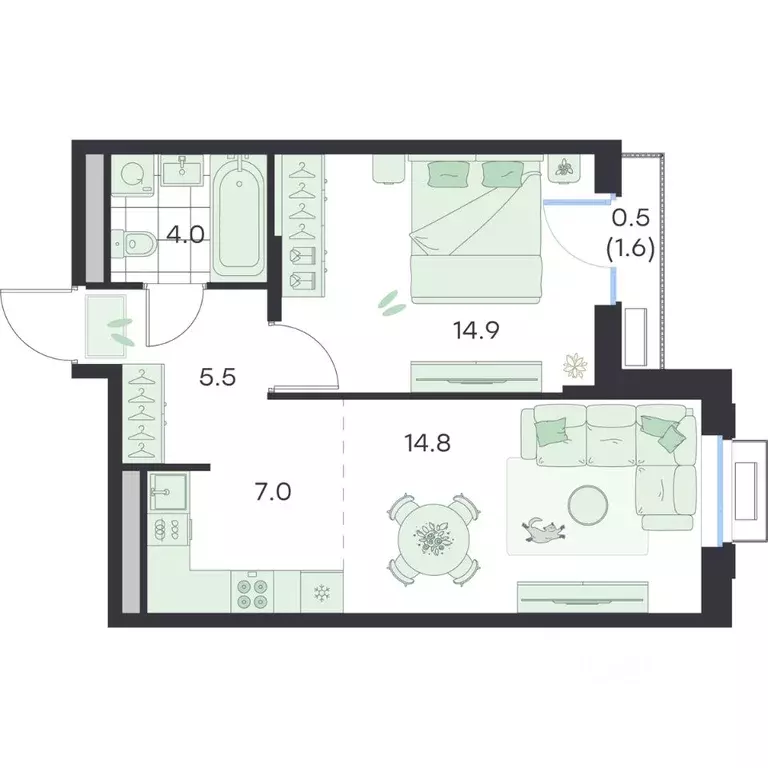 2-к кв. Московская область, Раменское G3 Михалевич жилой комплекс ... - Фото 1