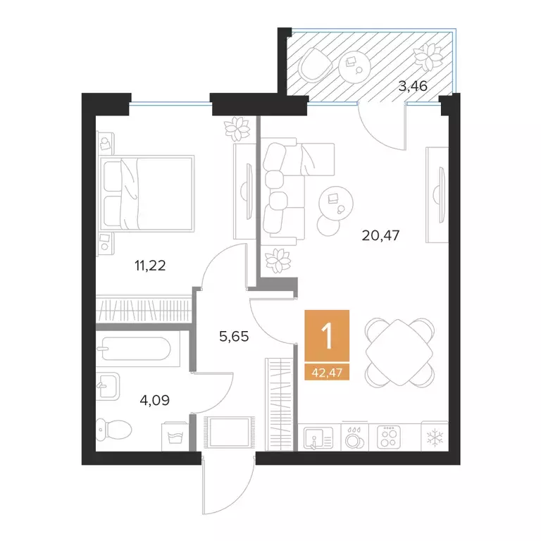 Продаётся 1-к квартира, 42.47 м - Фото 0