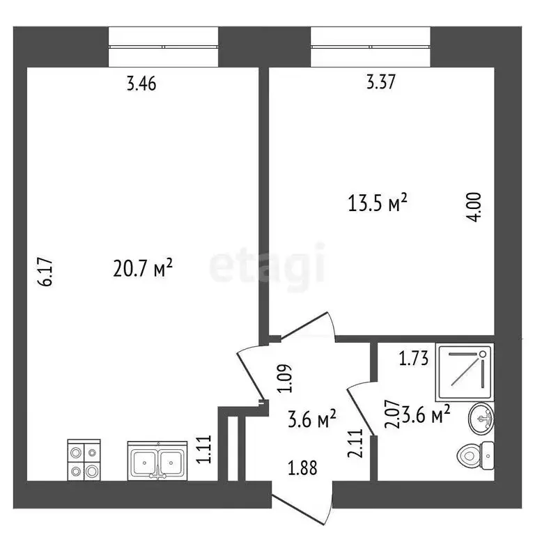 1-комнатная квартира: Самара, улица Гая, 20 (41.4 м) - Фото 1