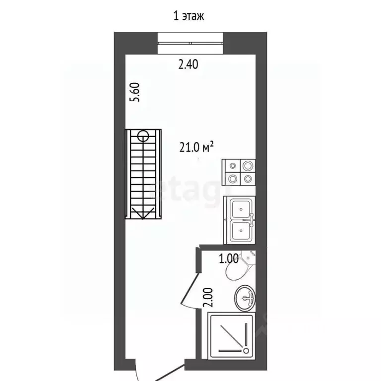 1-к кв. Алтайский край, Барнаул ул. 80-й Гвардейской Дивизии, 52 (21.1 ... - Фото 2