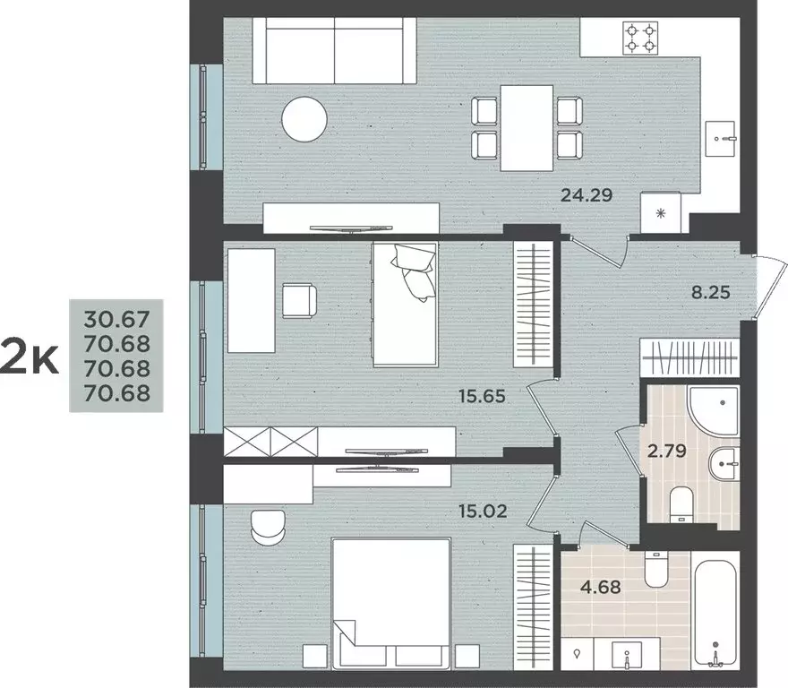 Квартира-студия: Калининград, Земельная улица, 30 (70.68 м) - Фото 1