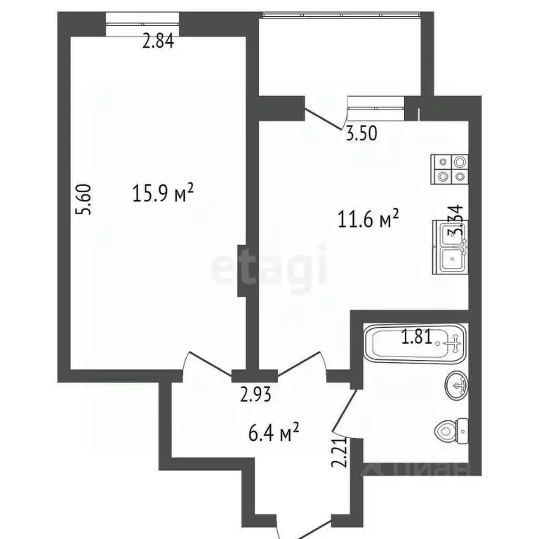 1-к кв. Москва Краснобогатырская ул., 40 (40.5 м) - Фото 2