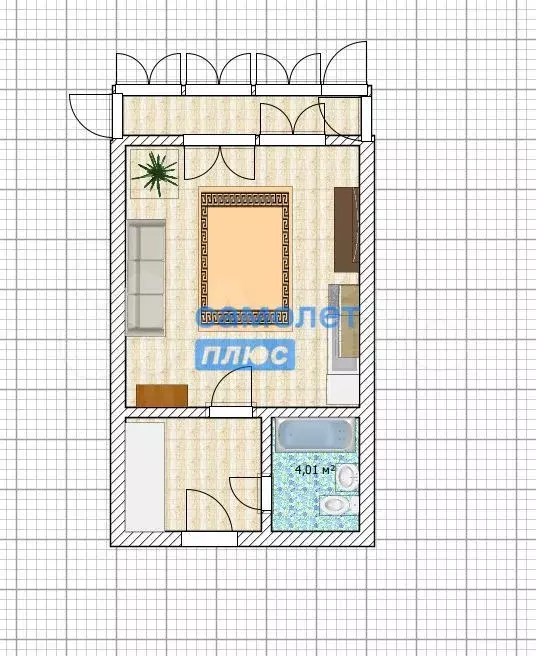Квартира-студия, 32,9 м, 2/9 эт. - Фото 0