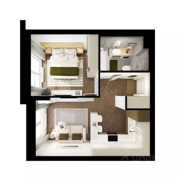 1-к кв. Московская область, Ленинский городской округ, Боброво пгт ... - Фото 2